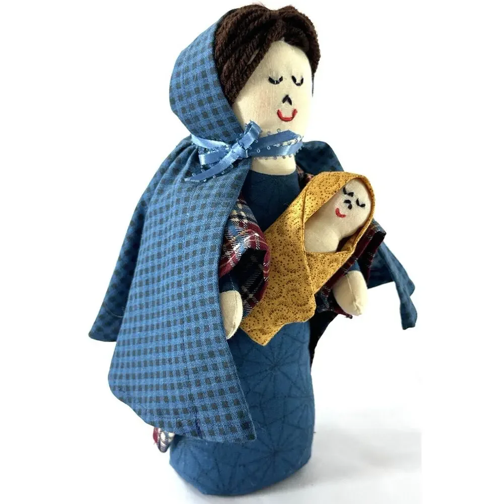 Handmade Fabric Nativity Figures Mary Joseph Baby Jesus Primitive 9” Christmas - Picture 4 of 7